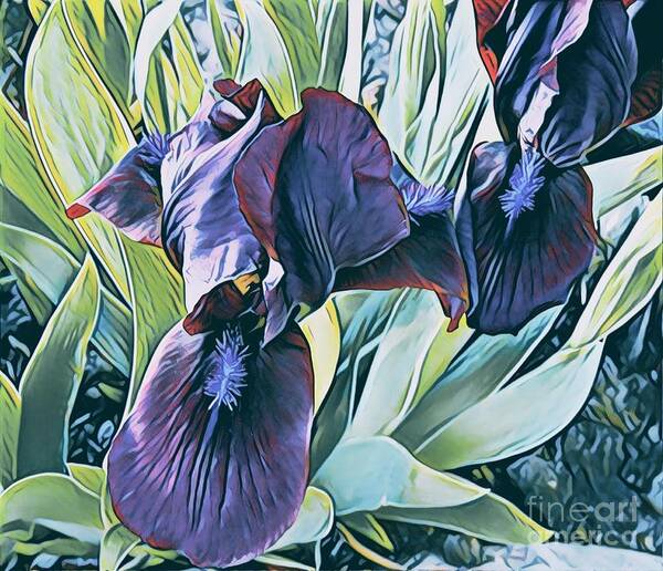 Flowers Poster featuring the painting Iris #3 by Marilyn Smith