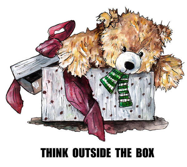 Teddies Poster featuring the painting Think Outside The Box #1 by Miki De Goodaboom