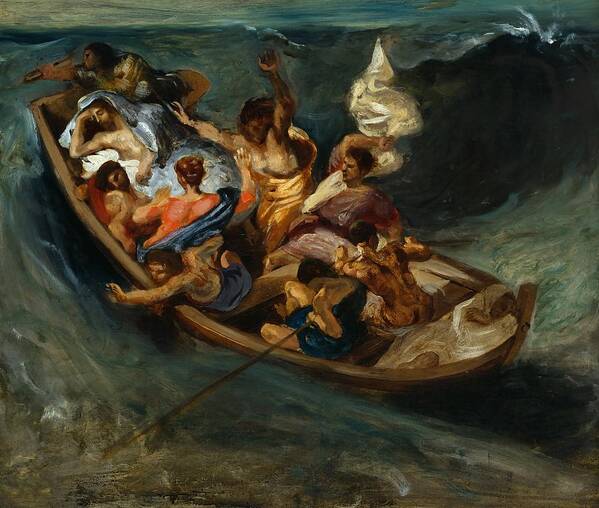 Christ On The Sea Of Gailee Poster featuring the painting Christ on the Sea of Galilee #13 by Eugene Delacroix