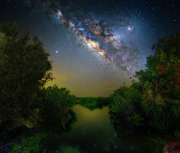 Milky Way Poster featuring the photograph Cosmic Creek by Mark Andrew Thomas