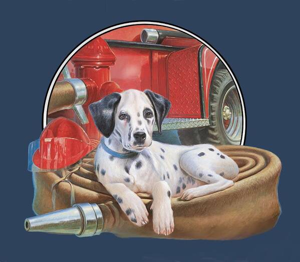 Dalmatian Poster featuring the painting Fire house Dalmation by Hans Droog