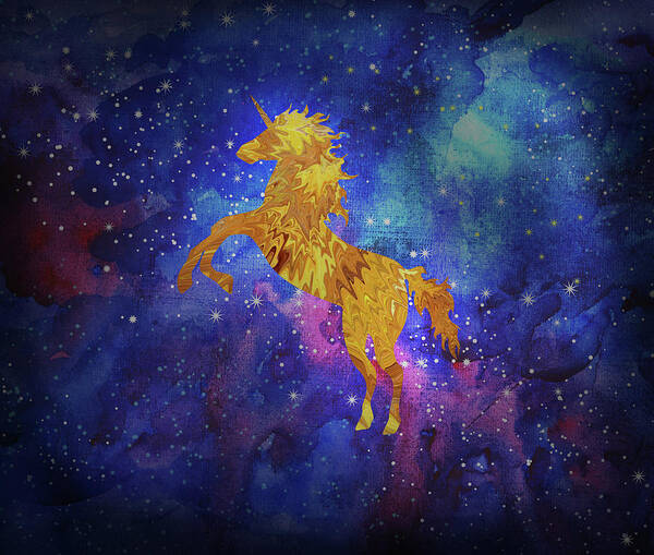 Pegasus Poster featuring the digital art Galaxy Unicorn by Sambel Pedes