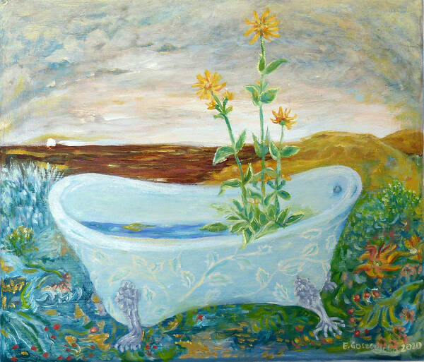 Herbalbath Poster featuring the painting Herbalbath by Elzbieta Goszczycka