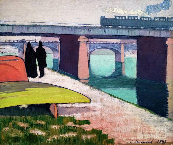 Emile Poster featuring the painting Iron Bridges at Asnieres by Emile Bernard by Emile Bernard