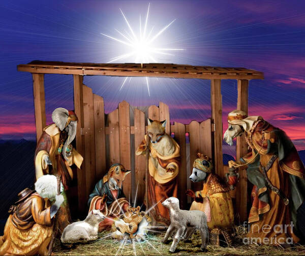 Fox Poster featuring the digital art Nativity Scene by Scarlett Royale