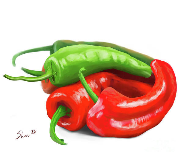 Peppers Poster featuring the digital art Pepper Joy by Rohvannyn Shaw