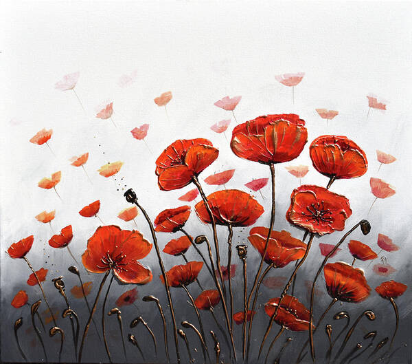 Red Poppies Poster featuring the painting Poppy Summer Delight by Amanda Dagg