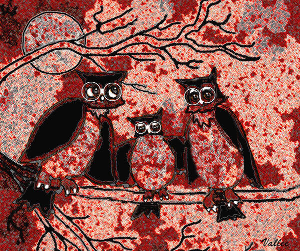 Owls Poster featuring the painting September Owls by Vallee Johnson