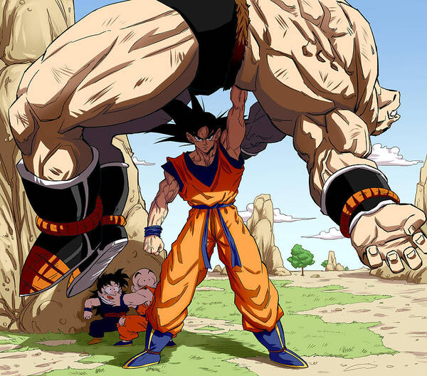 Goku Poster featuring the digital art Son Goku vs Nappa - Final Strike by Darko B