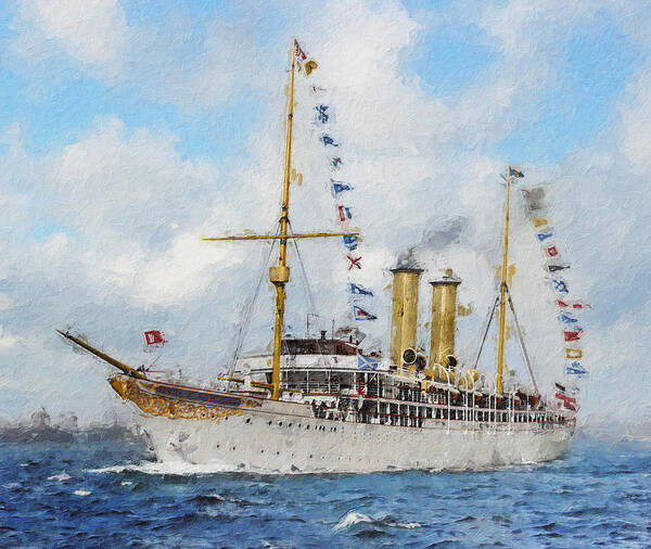 Steamer Poster featuring the digital art S.S. Kronprinzessin Victoria Louise by Geir Rosset