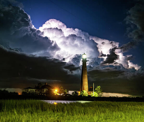 Bolivar Lighthouse Poster featuring the photograph Stormy Lighthouse by Jerry Connally