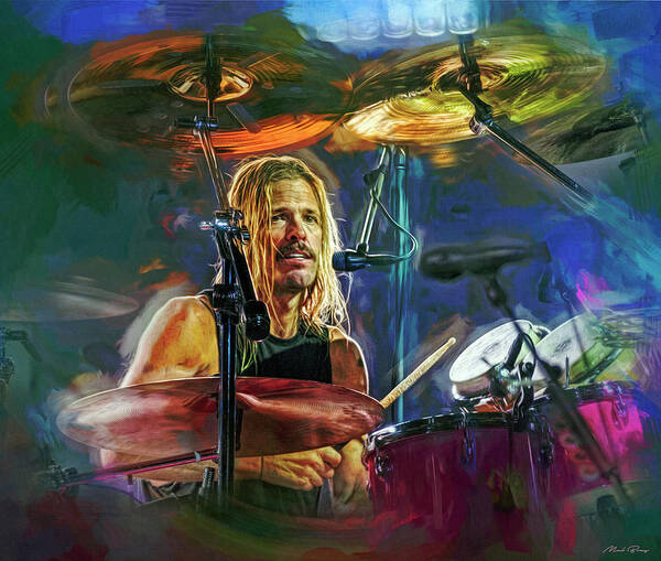 Foo Fighters Poster featuring the mixed media Taylor Hawkins Foo Fighters by Mal Bray