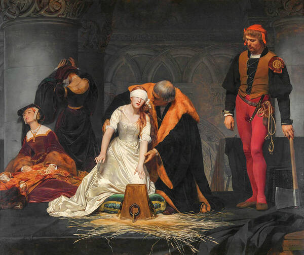 Execution Of Lady Jane Grey Poster featuring the painting The Execution of Lady Jane Grey by Paul Delaroche 1833 by Paul Delaroche