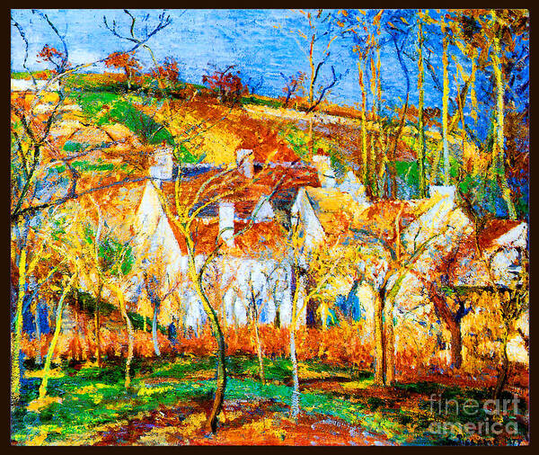 Camille Poster featuring the painting The Red Roofs, Corner of a Village Winter 1877 by Camille Pissarro