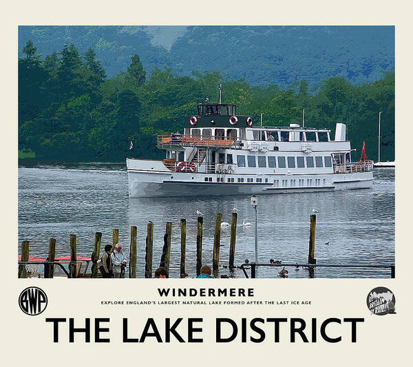Windermere Poster featuring the photograph Windermere Cruise Cream Railway Poster by Brian Watt