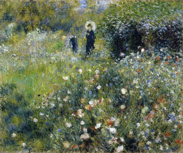Pierre-auguste Renoir Poster featuring the painting Woman with a Parasol in a Garden  by Lagra Art