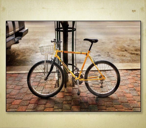 Bicycle Poster featuring the photograph Yellow Frontier Bicycle Set by Craig J Satterlee