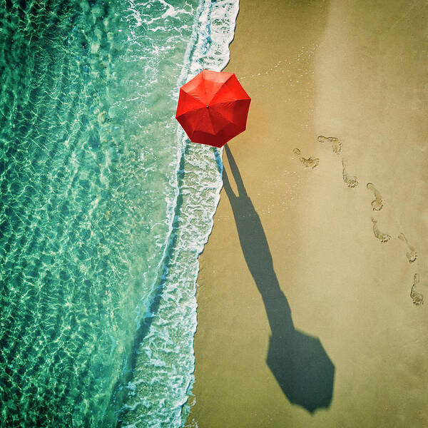 Red Poster featuring the photograph . Deep Water . by 
