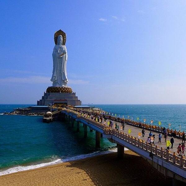 Bridge Poster featuring the photograph #观音 #nanshan #temple #bridge #ocean by Jason MA