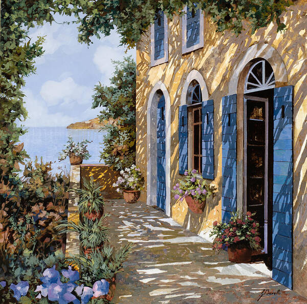Blue Doors Poster featuring the painting Altre Porte Blu by Guido Borelli