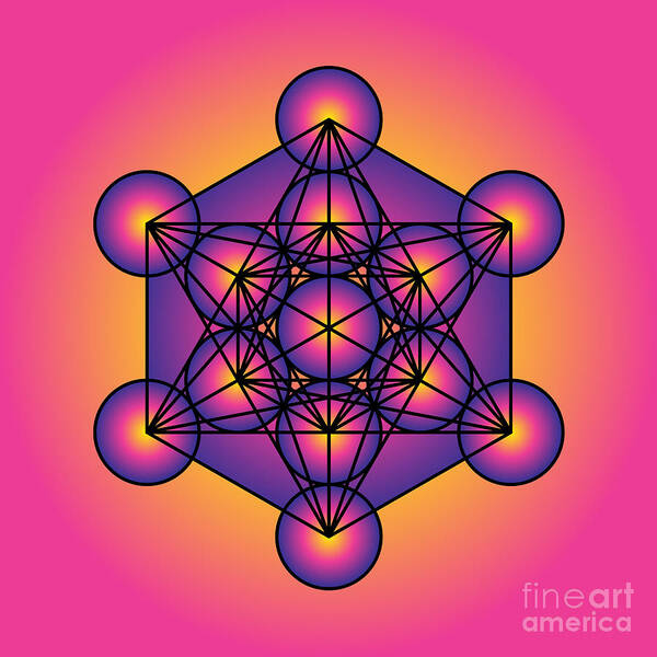Metatron's Cube Poster featuring the digital art Metatron's Cube #2 by Galactic Mantra