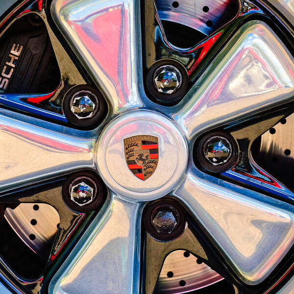 Porsche Wheel Rim Emblem Poster featuring the photograph Porsche Wheel Rim Emblem #1 by Jill Reger