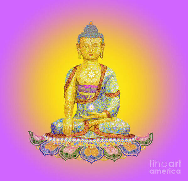 Buddha Poster featuring the digital art Sun Buddha #2 by Tim Gainey