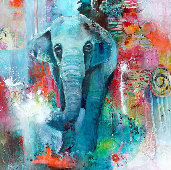 Elephant Poster featuring the photograph The Elephant and the Butterfly by Tracy Verdugo