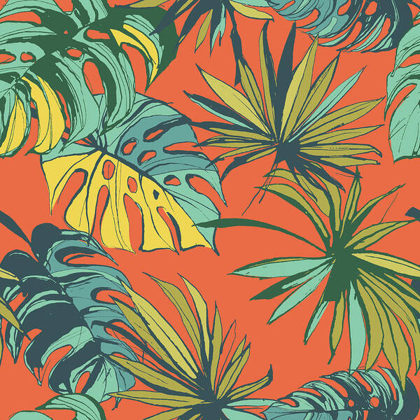 Tropical Rainforest Poster featuring the digital art Tropical Jungle Floral Seamless Pattern #1 by Sv sunny