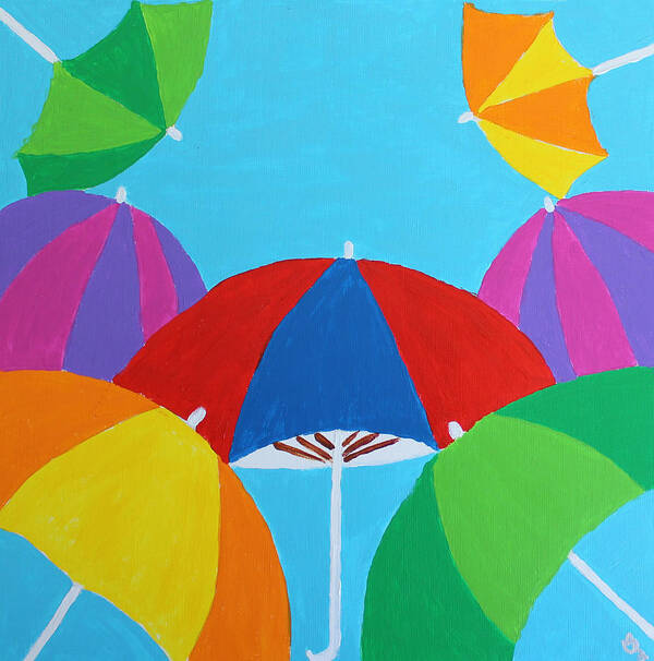 Umbrellas Poster featuring the painting Umbrellas by Deborah Boyd