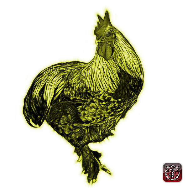 Rooster Poster featuring the painting Yellow Rooster - 3166 FS #1 by James Ahn