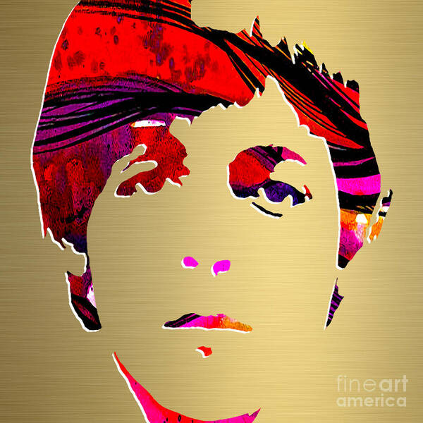 Paul Mccartney Art Poster featuring the mixed media Paul McCartney Gold Series #10 by Marvin Blaine