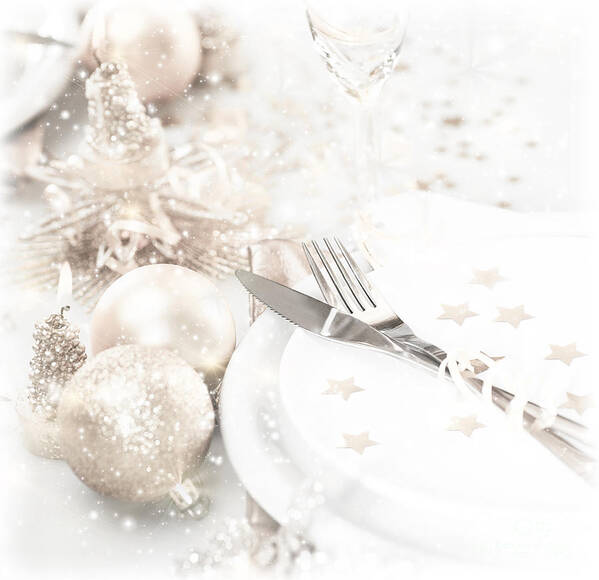 Background Poster featuring the photograph Festive table setting #2 by Anna Om