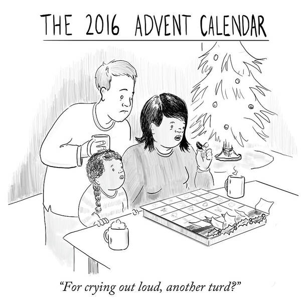 The 2016 Advent Calendar Poster featuring the drawing 2016 Advent Calendar by Emily Flake