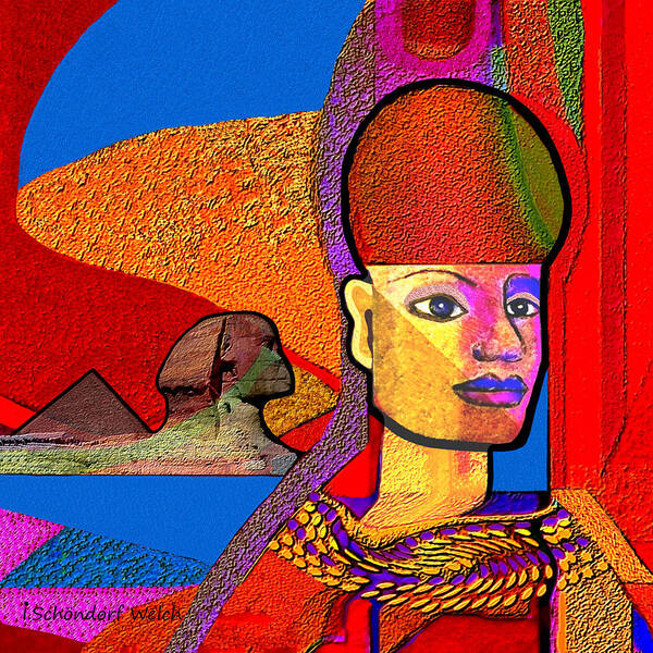 Sphinx Poster featuring the painting 244 - Remembering Old Egypt  by Irmgard Schoendorf Welch