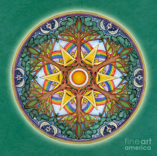 Mandala Poster featuring the painting Heaven and Earth Mandala by Jo Thomas Blaine