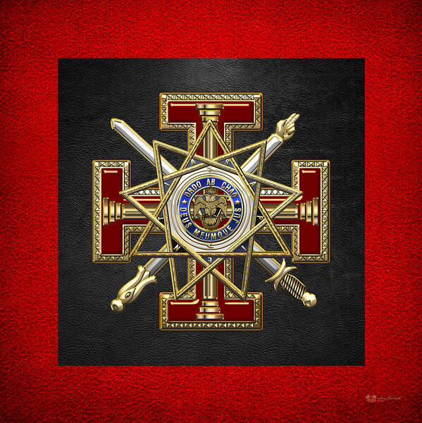 'ancient Brotherhoods' Collection By Serge Averbukh Poster featuring the digital art 33rd Degree Mason - Inspector General Masonic Jewel by Serge Averbukh