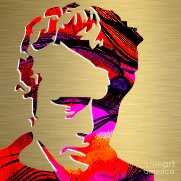 James Dean Art Poster featuring the mixed media James Dean Gold Series #4 by Marvin Blaine