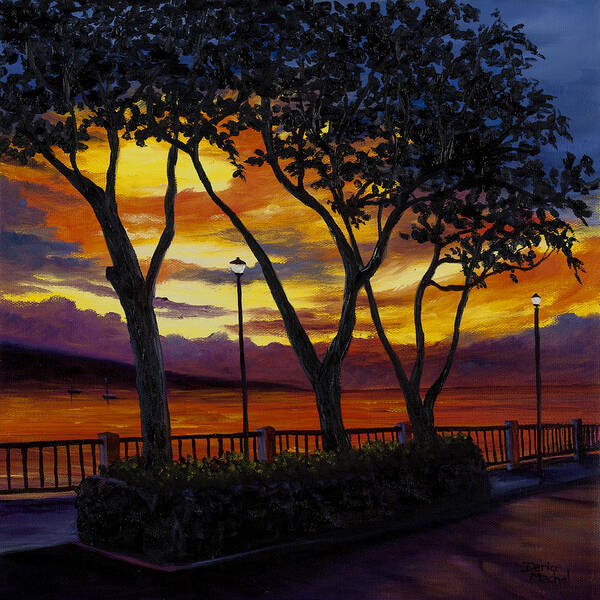 Seascape Poster featuring the painting Lahaina Sunset by Darice Machel McGuire