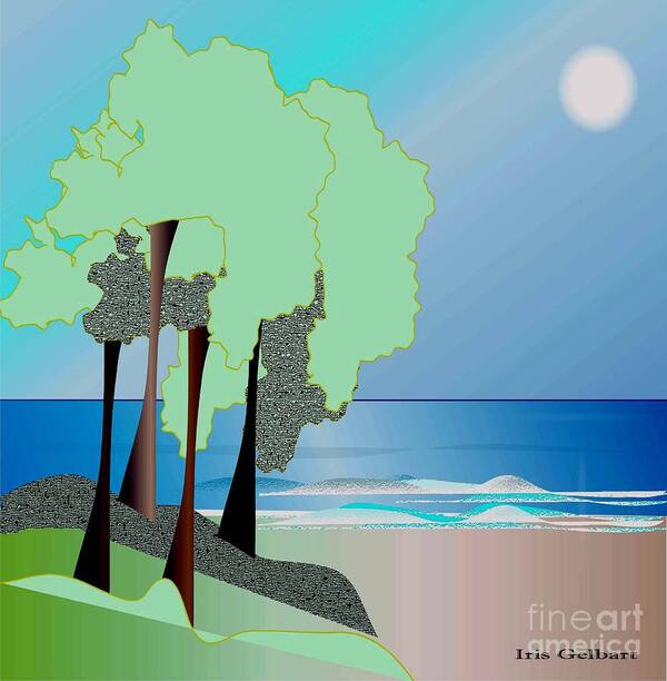 Drawing Poster featuring the digital art My special island #1 by Iris Gelbart
