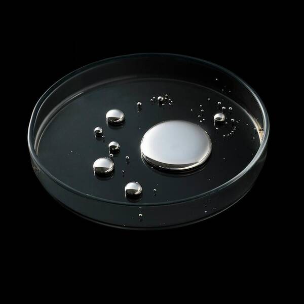 Black Background Poster featuring the photograph Drops Of Mercury #5 by Science Photo Library