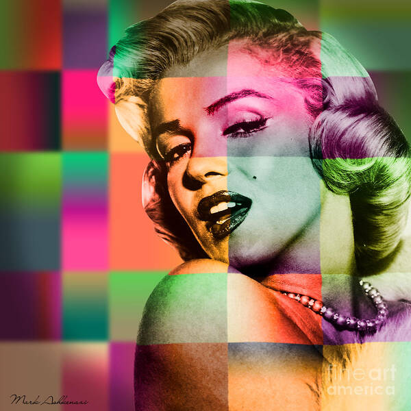 Pop Art Poster featuring the digital art Marilyn Monroe 9 #2 by Mark Ashkenazi
