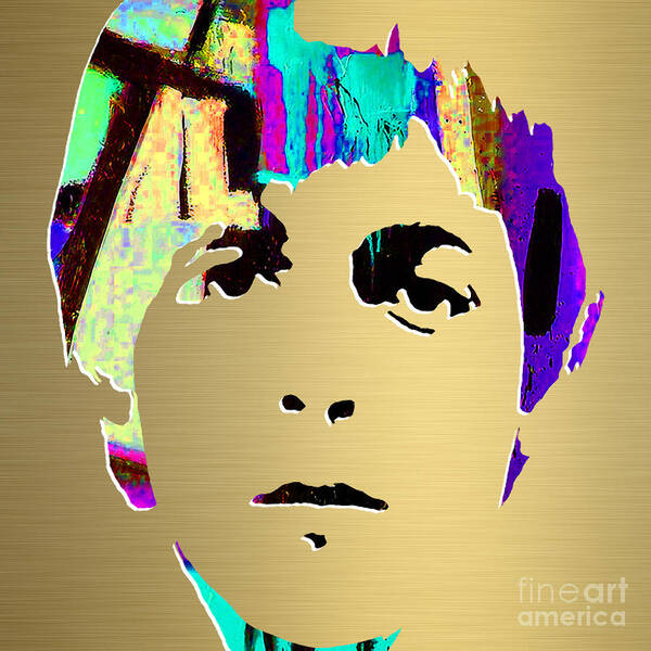 Paul Mccartney Art Poster featuring the mixed media Paul McCartney Gold Series #9 by Marvin Blaine