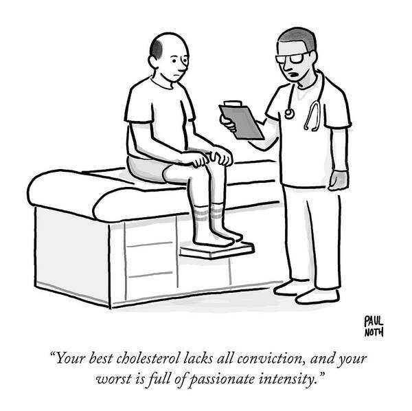 Doctor Poster featuring the drawing A Doctor Addresses A Patient In The Examination by Paul Noth