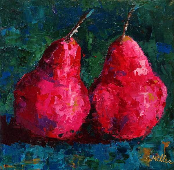 Pears Poster featuring the painting A Pair of Pears by Sylvia Miller