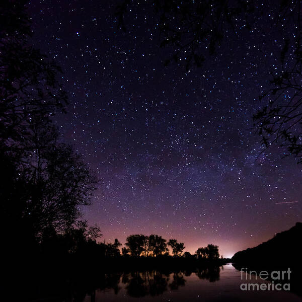 1x1 Poster featuring the photograph a starry night at the Inn by Hannes Cmarits