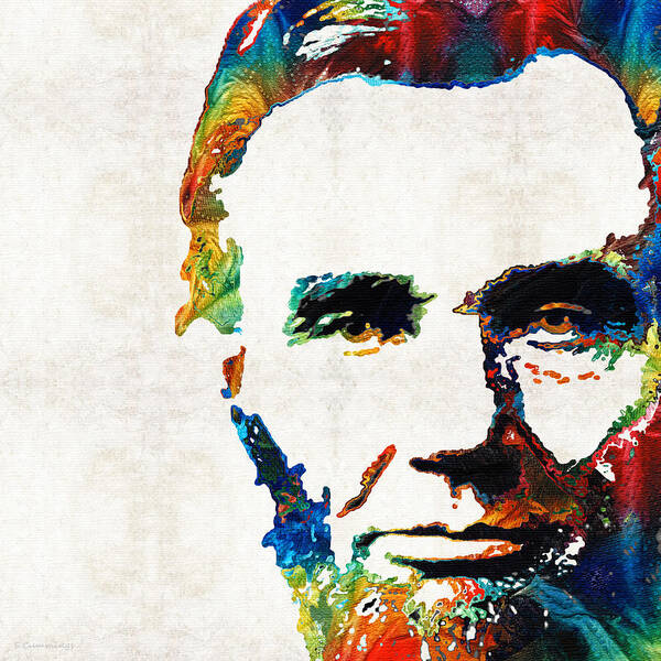 Abraham Lincoln Poster featuring the painting Abraham Lincoln Art - Colorful Abe - By Sharon Cummings by Sharon Cummings