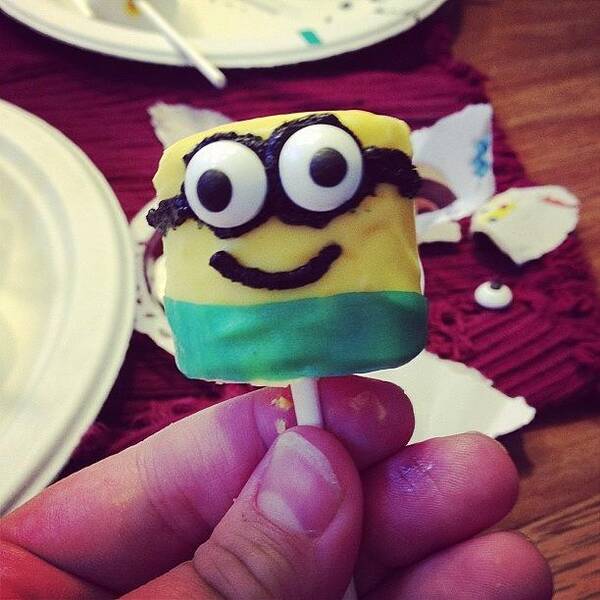 Despicableme2 Poster featuring the photograph Absolutely Adorable Minion Brownie Pop by Ashley DAgostino