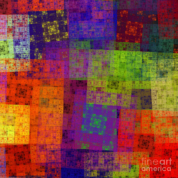 Andee Design Abstract Poster featuring the digital art Abstract - Rainbow Bliss - Fractal - Square by Andee Design