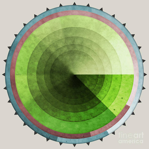 Graphic Design Poster featuring the digital art Abstract Rings of Green by Phil Perkins